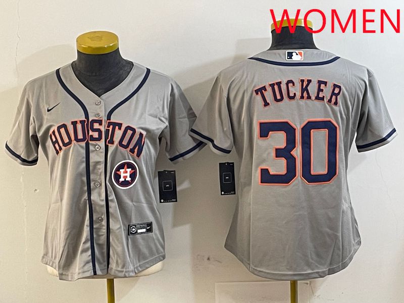 Women Houston Astros #30 Tucker Grey Game 2025 Nike MLB Jersey style 5->women mlb jersey->Women Jersey